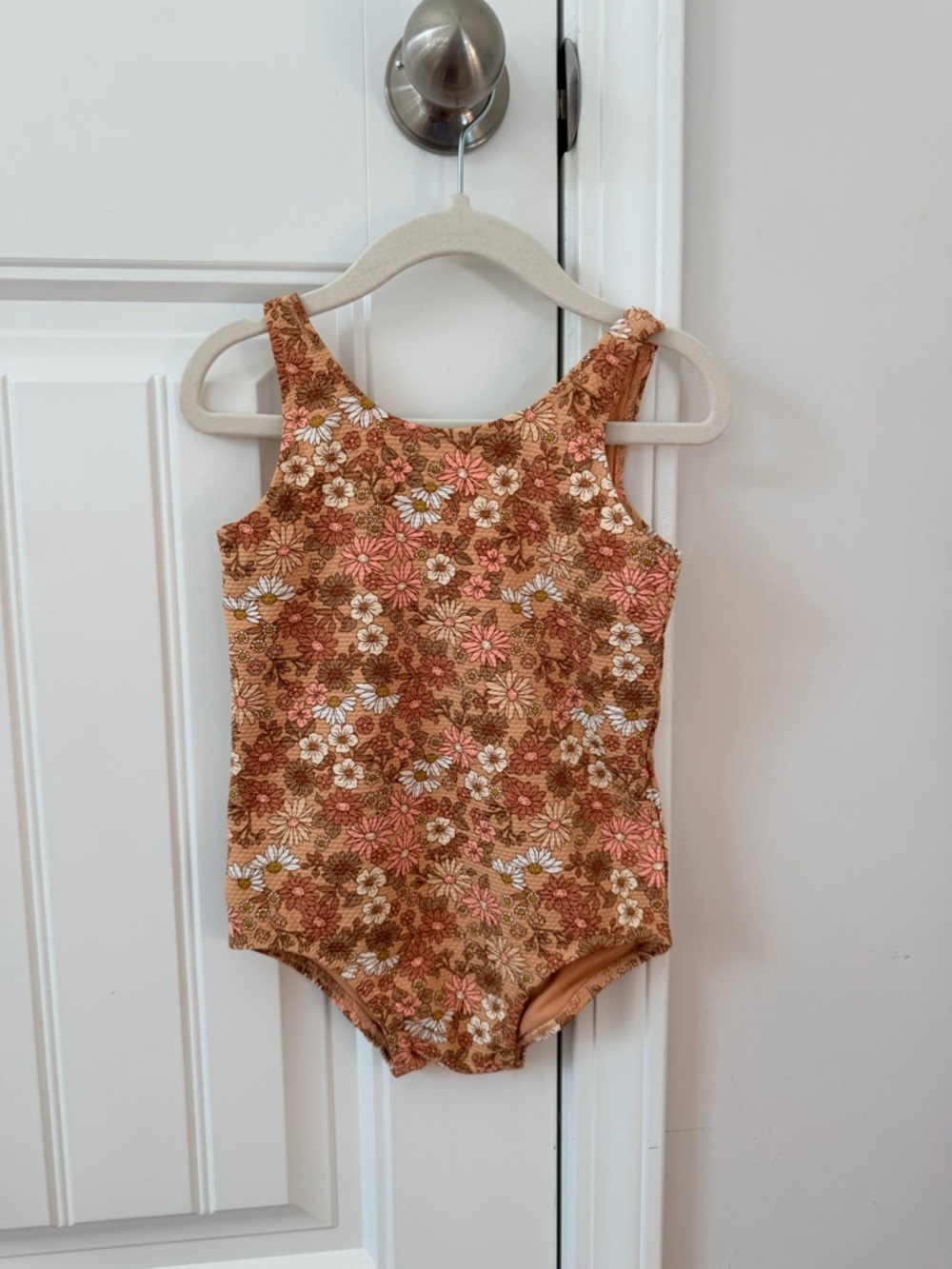 H&M Rust Floral Tank-Style Kids One-Piece Swimsuit